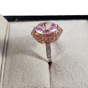 Gorgeous 14kt Gold Designer 4.5 Carat Pink Topaz & CZ Statement Ring Size 7